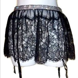 Victoria's secret very sexy shine strap skirt front garter belt